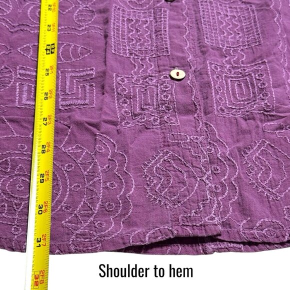 Vintage Sea Breeze of California Boho Lagenlook Coastal Embroidered Button up XL - Picture 9 of 9